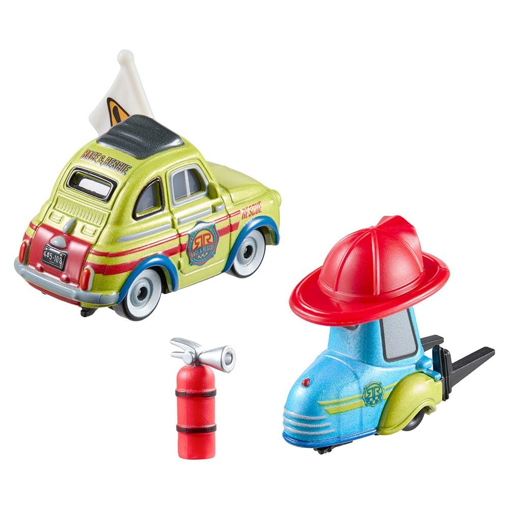 Set 2 masinute cu accesoriu, Disney Cars, Guido si Luigi, 1:55, JMX75
