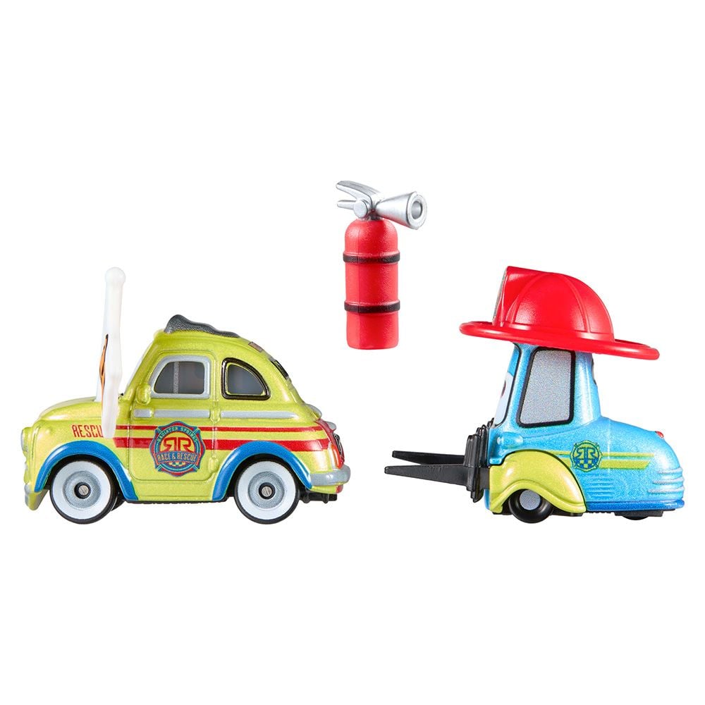 Set 2 masinute cu accesoriu, Disney Cars, Guido si Luigi, 1:55, JMX75