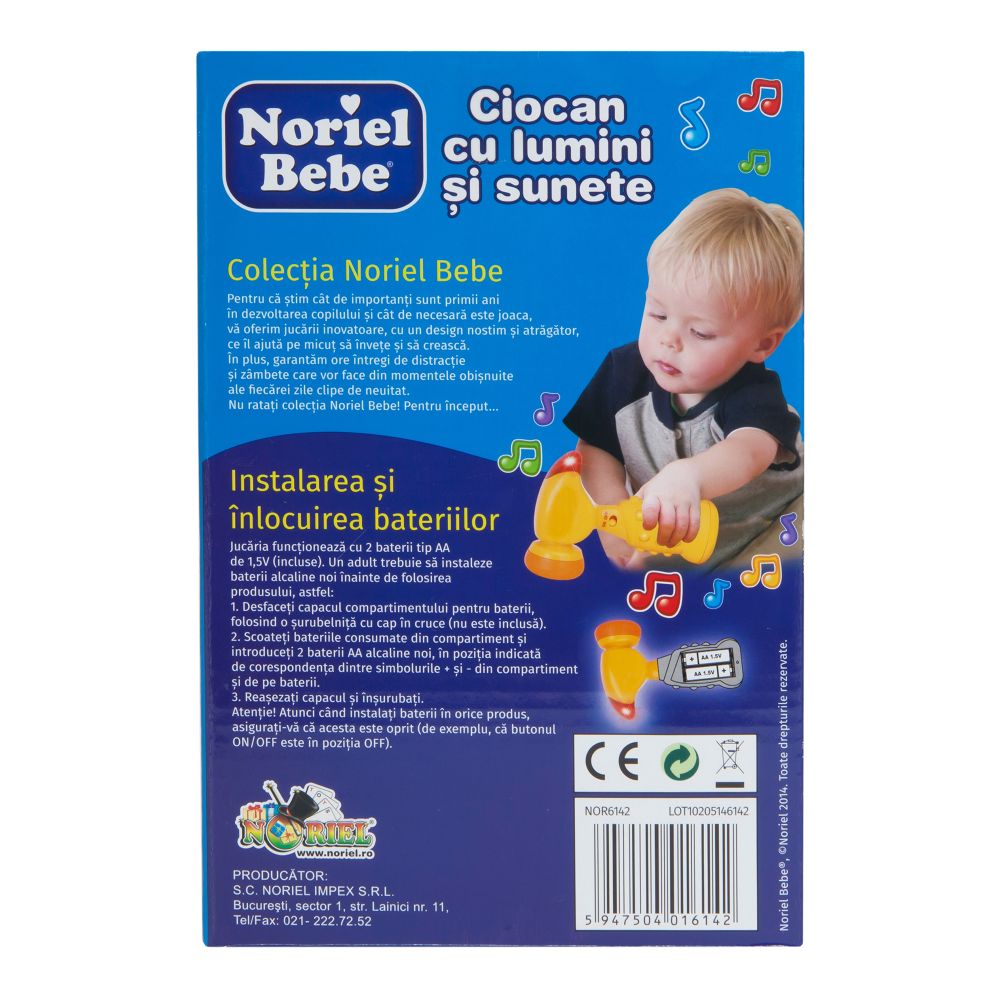 Jucarie bebelusi Noriel Bebe - Ciocan cu lumini si sunete
