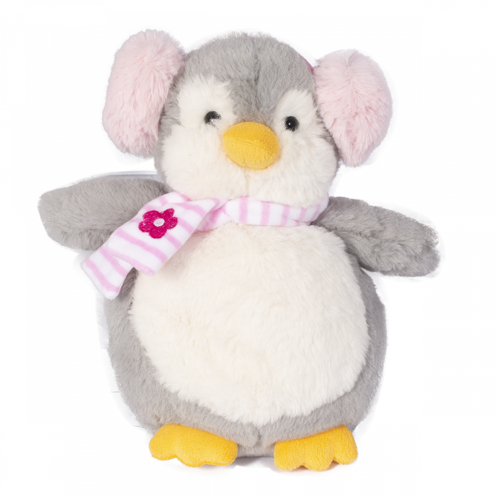 Jucarie de plus Noriel, Pinguin cu casti, Roz, 23 cm