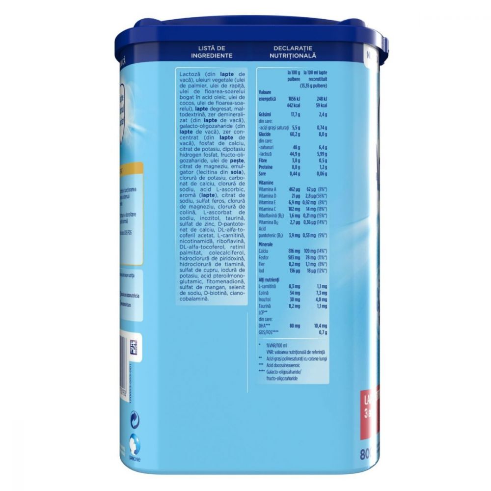 Lapte praf Nutricia Aptamil Junior 3+, 800 g, de la 3 ani