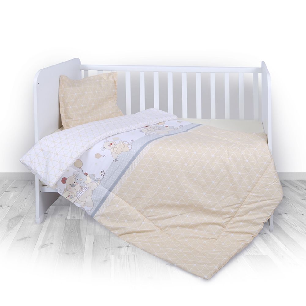 Lenjerie de pat copii Lorelli Classic 4 piese Bear Toys, Beige