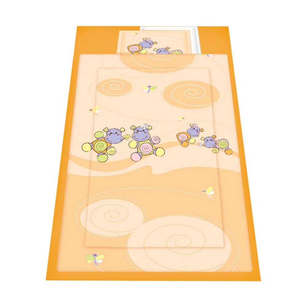 Lenjerie de pat copii LORELLI CLASSIC 4 piese Hippo - Peach