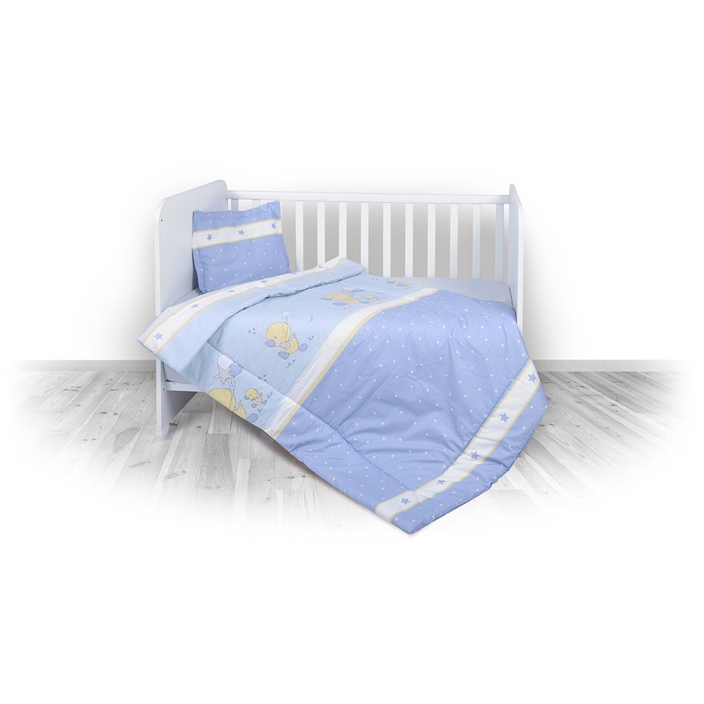 Lenjerie de pat copii Lorelli Classic 4 piese Little Ducks, Blue