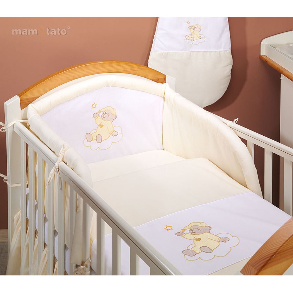 Lenjerie de pat copii Mamo-Tato 3 piese - Ursulet Crem, 120 x 60 cm