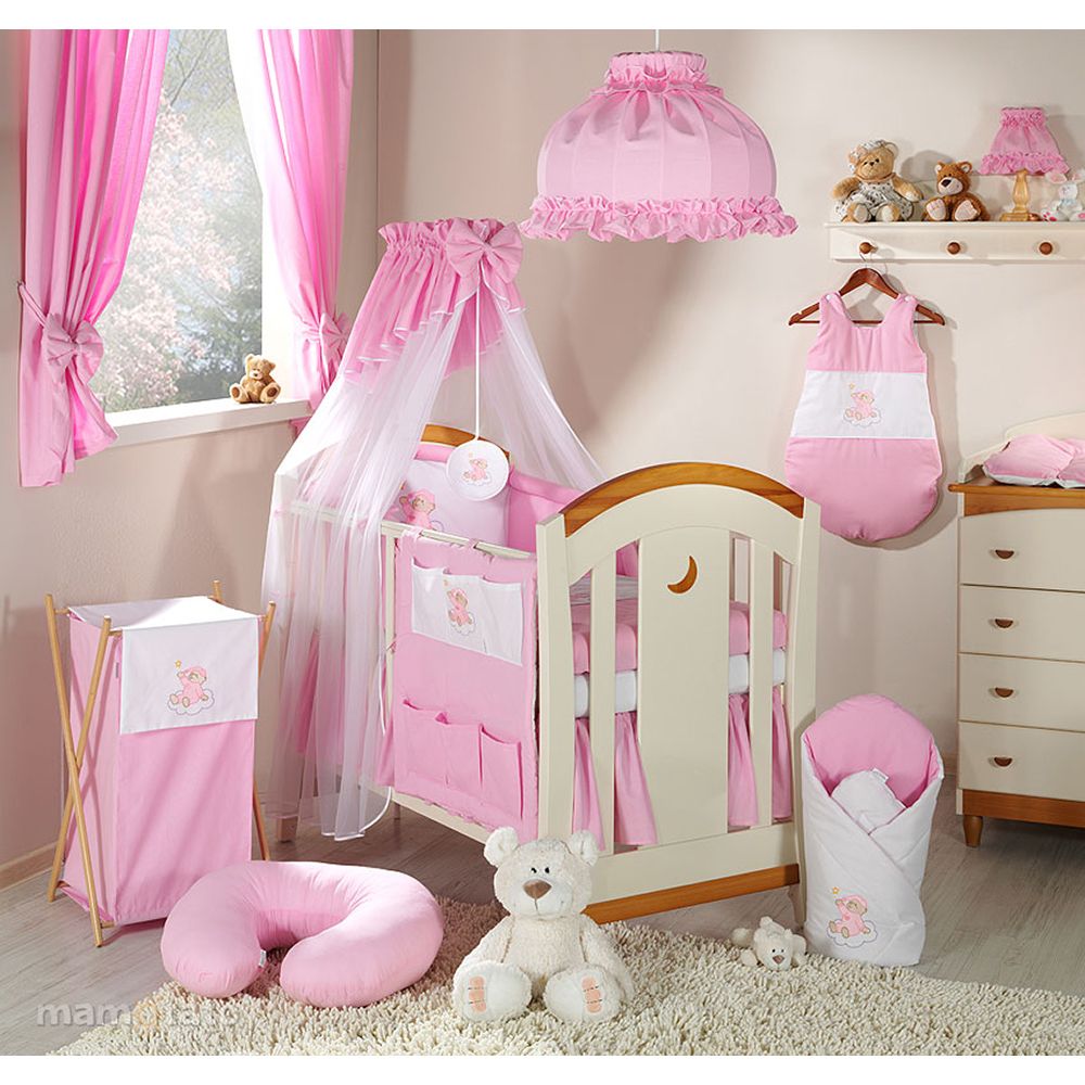 Lenjerie de pat copii Mamo-Tato 3 piese - Ursulet Roz, 120 x 60 cm