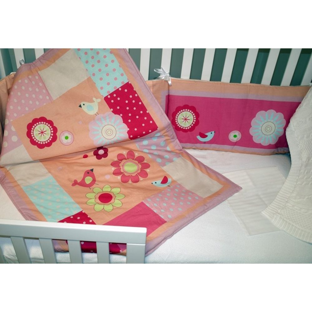 Lenjerie de pat copii SCHIMBUL 3 - Flori de Roz, 4 piese, 120 x 60cm