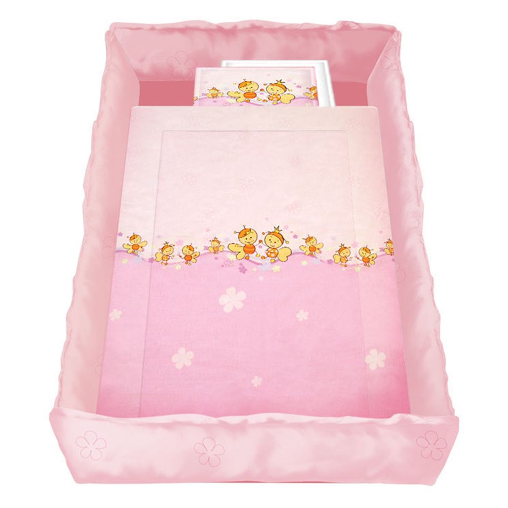 Lenjerie pat copii Lorelli Classic 8 piese Sonic Bees, Pink
