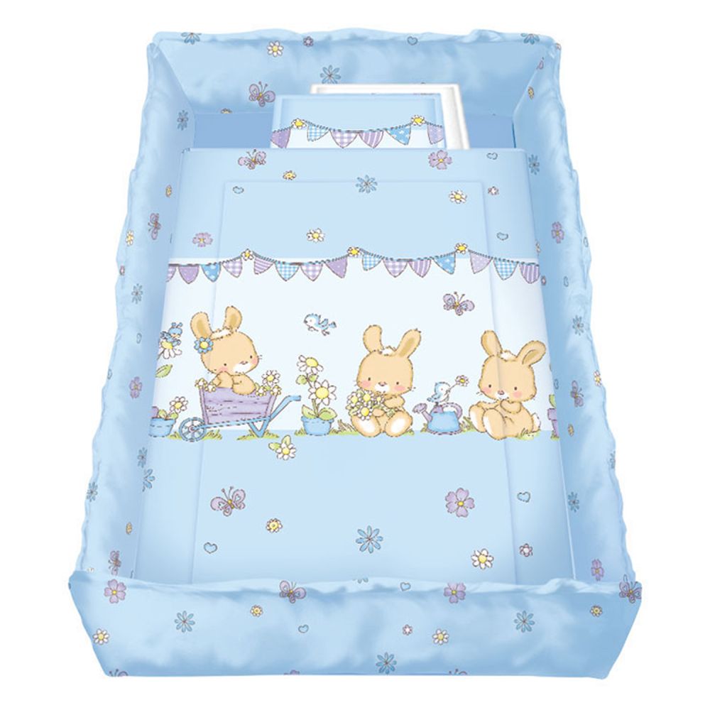 Lenjerie pat copii Lorelli Classic 8 piese Sonic Bunnies - Blue