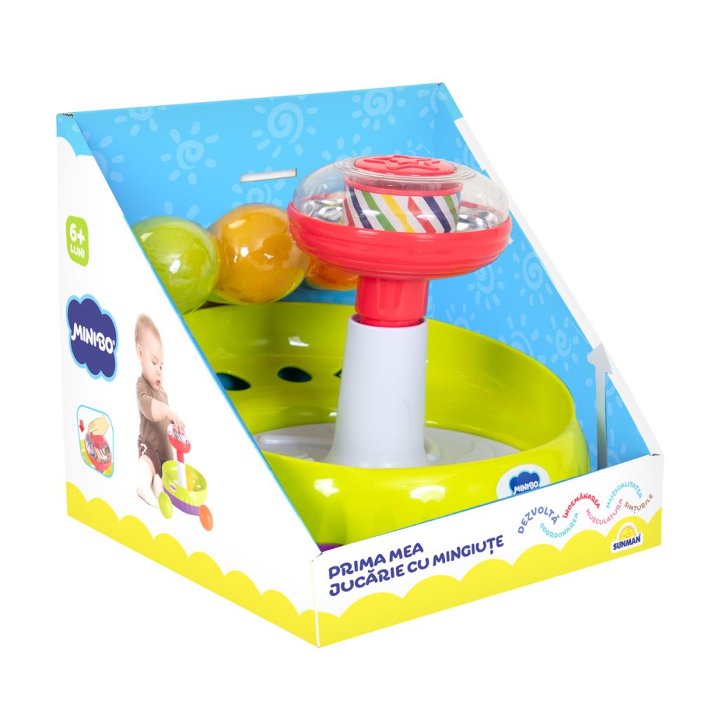 Jucarie interactiva cu mingiute, Minibo, My First Spin Top