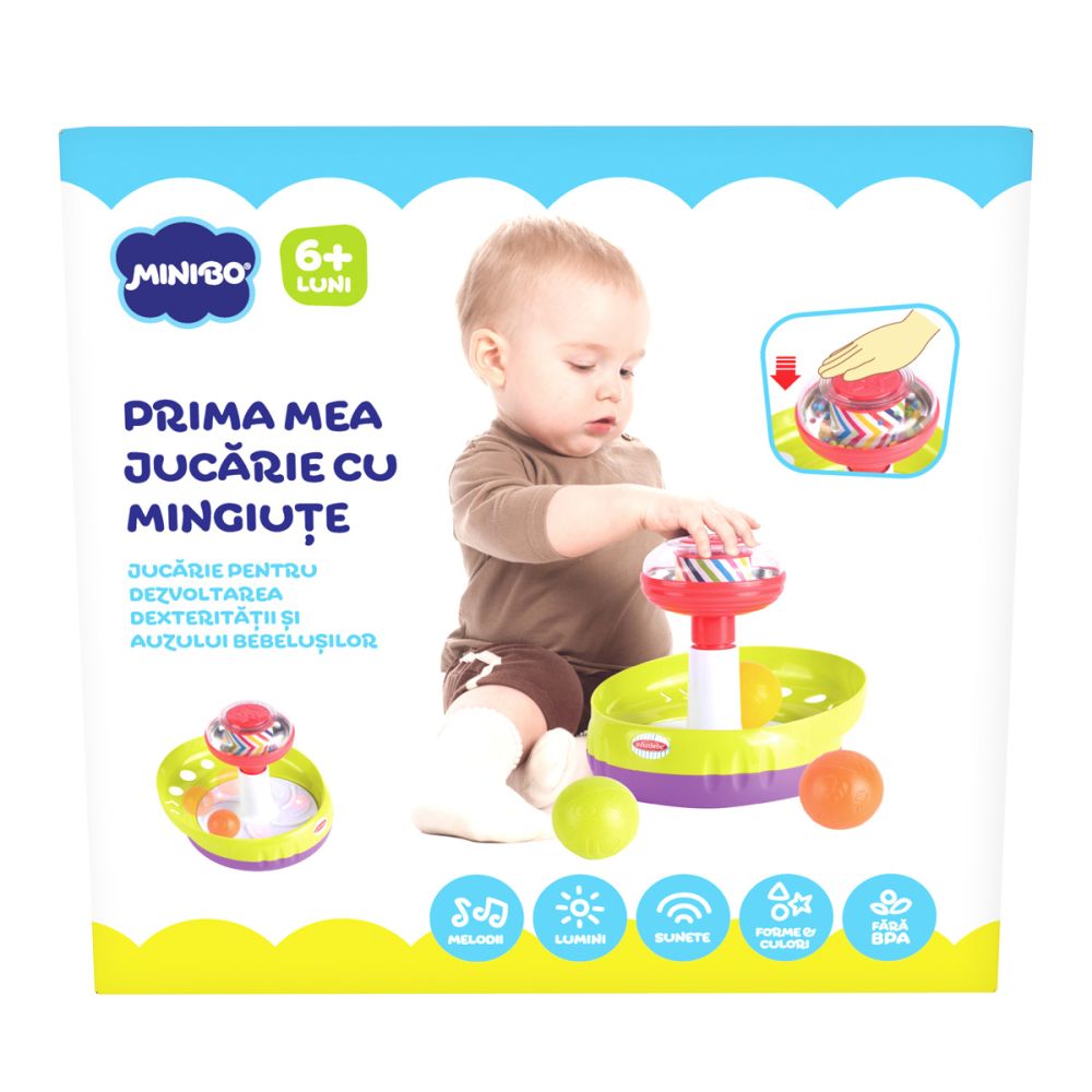 Jucarie interactiva cu mingiute, Minibo, My First Spin Top