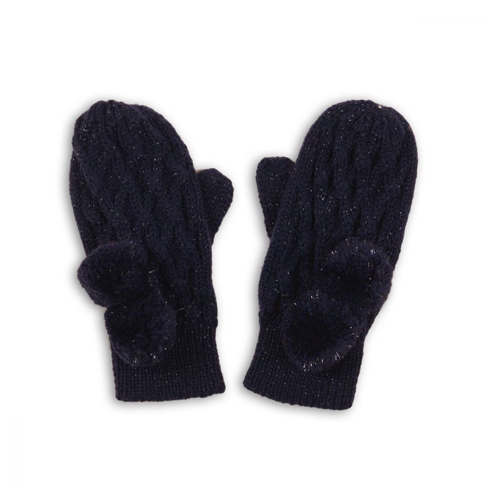 Manusi tricotate cu mansete striate si pampoane Minoti (1-3 ANI)