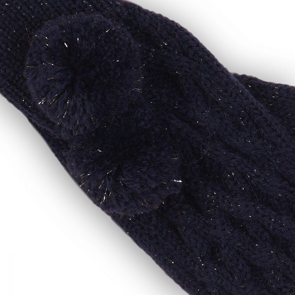 Manusi tricotate cu mansete striate si pampoane Minoti (1-3 ANI)
