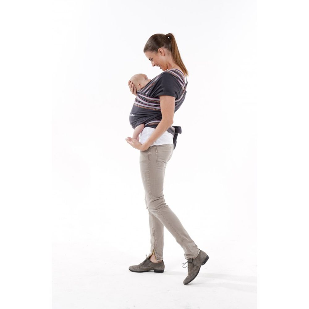 Marsupiu bebe BABYMOOV Bay Wrap - Grey Hibiscus