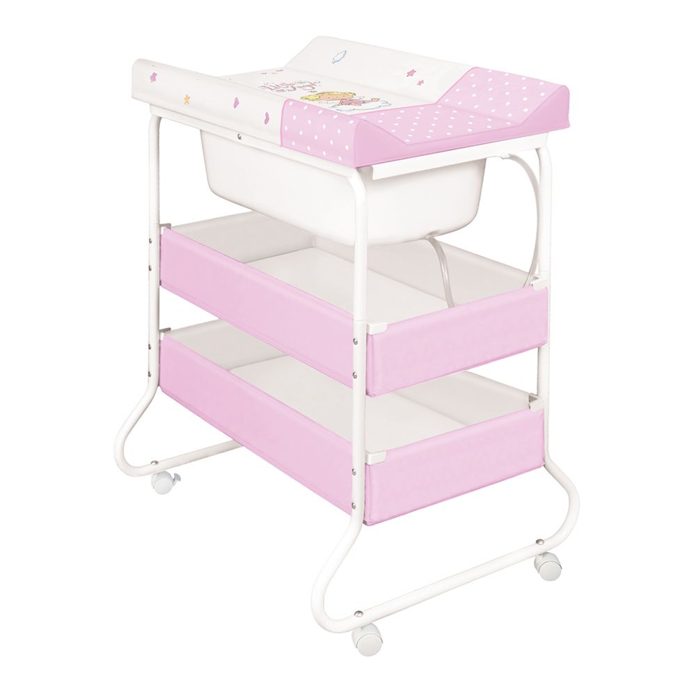 Masa pentru infasat si cadita Lorelli Classic Suzi - Little Angel White & Pink