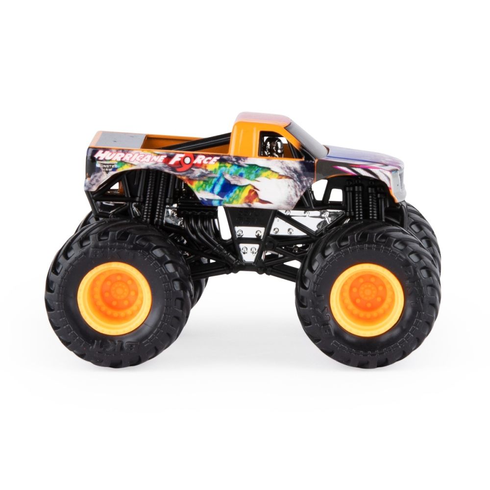 Masinuta Monster Jam, Scara 1:64, Hurricane Force cu figurina, Portocaliu