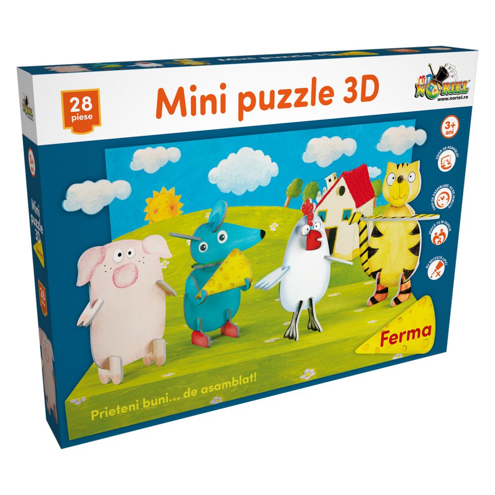 Mini Puzzle 3D Noriel - Ferma, 28 piese