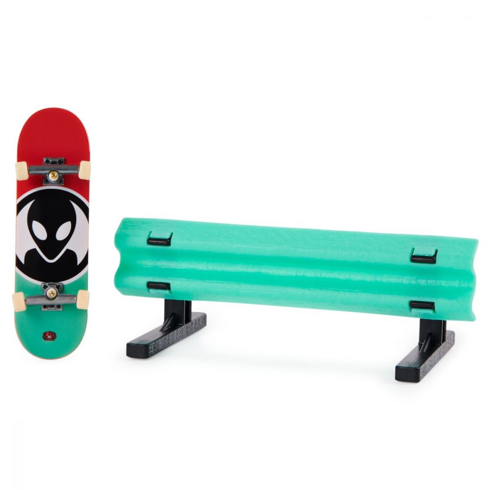 Mini placa skateboard, Tech Deck Alien, cu obstacol inclus 20125335