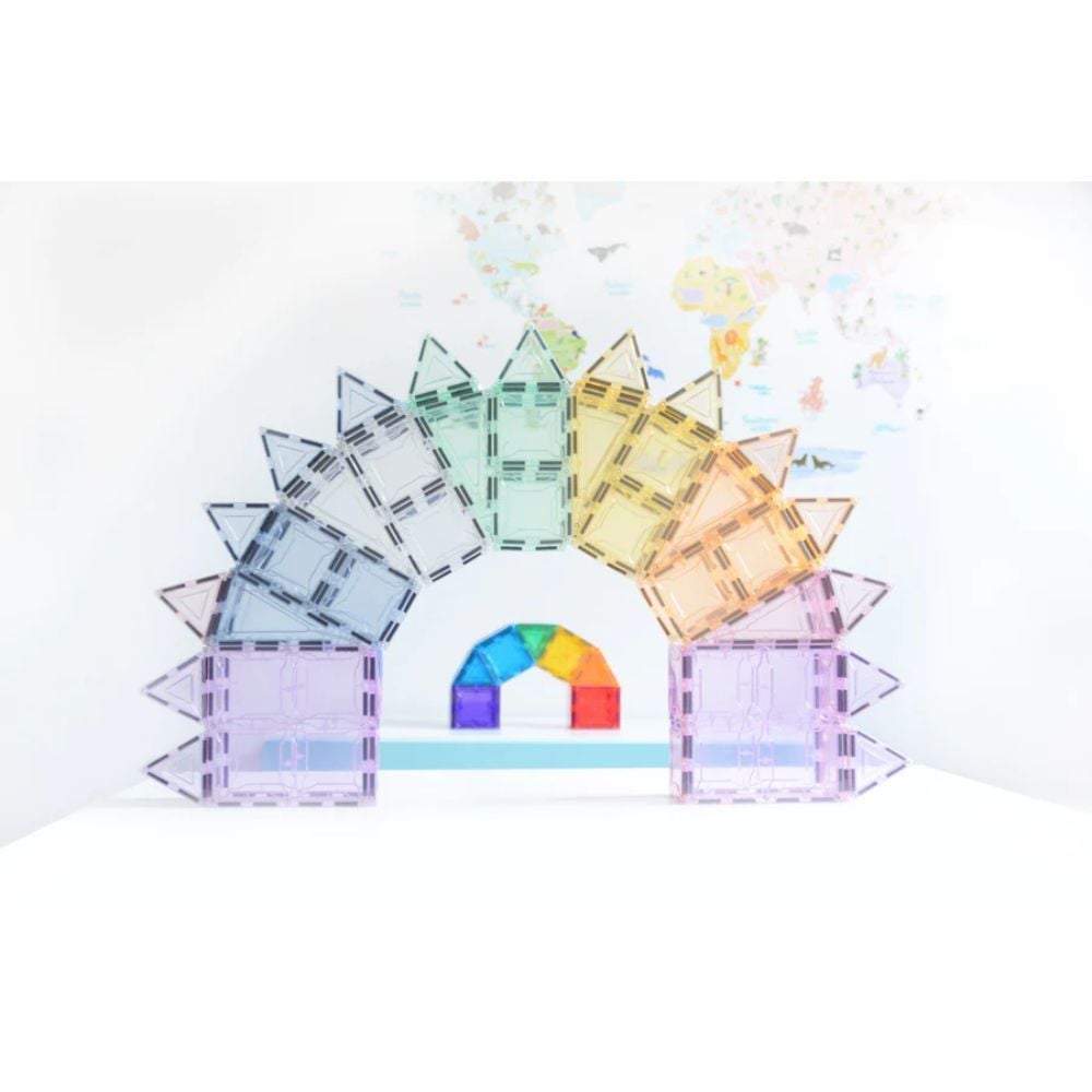 Set magnetic de constructie transparente, Magblox, Pastel, 66 piese
