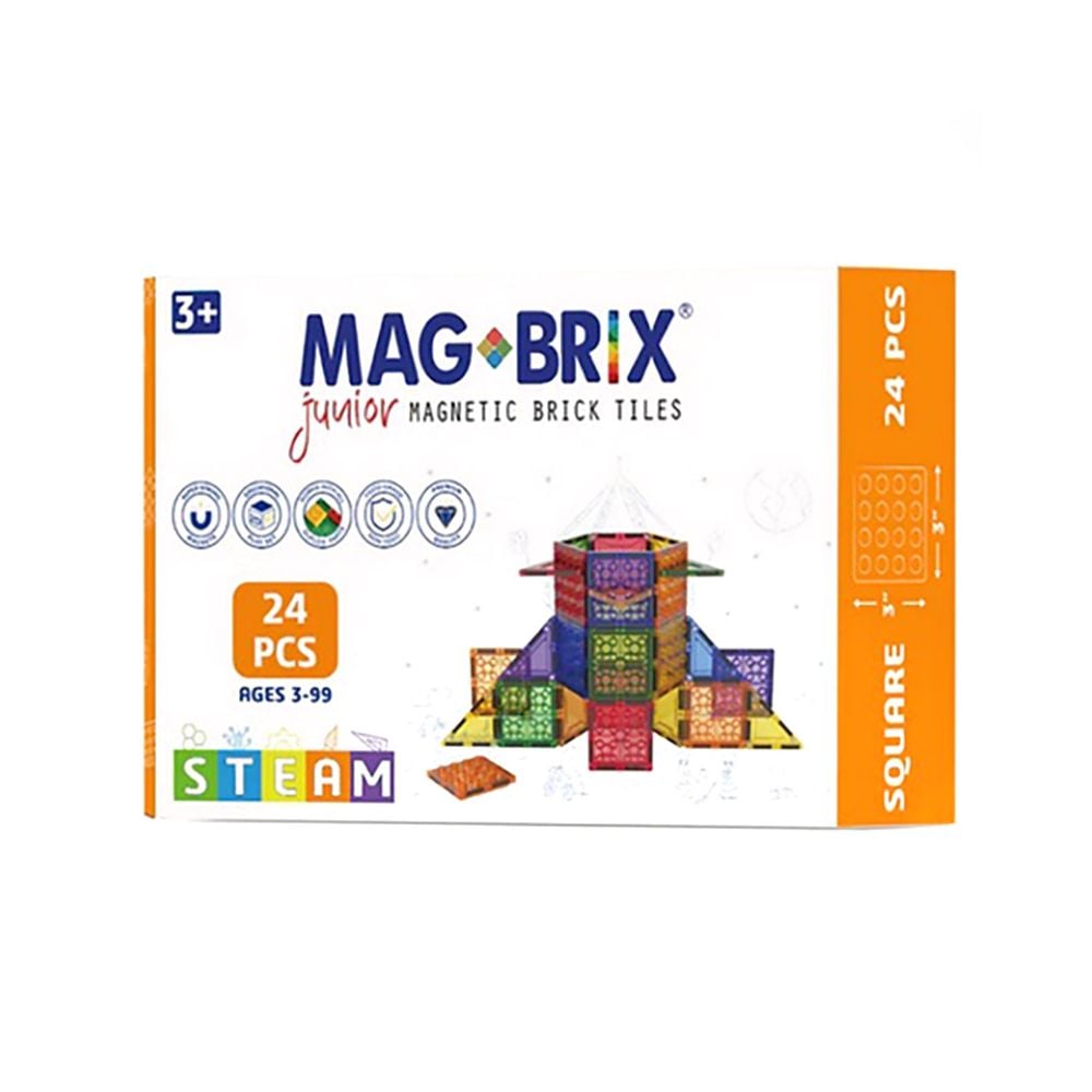 Set magnetic Magbrix Junior, Magblox, 24 piese patrate