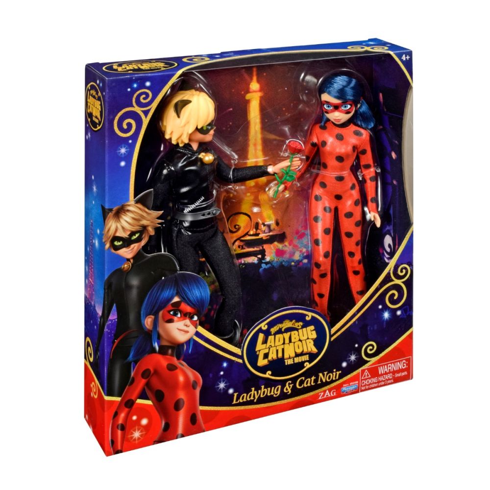 Set 2 Papusi Miraculous Ladybug si Cat Noir, 30 cm