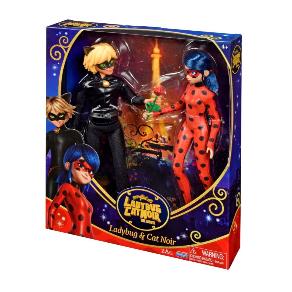 Set 2 Papusi Miraculous Ladybug si Cat Noir, 30 cm