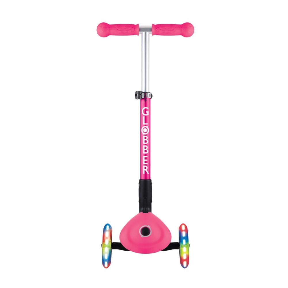 Trotineta pliabila cu 3 roti luminoase, Globber, Junior, Roz