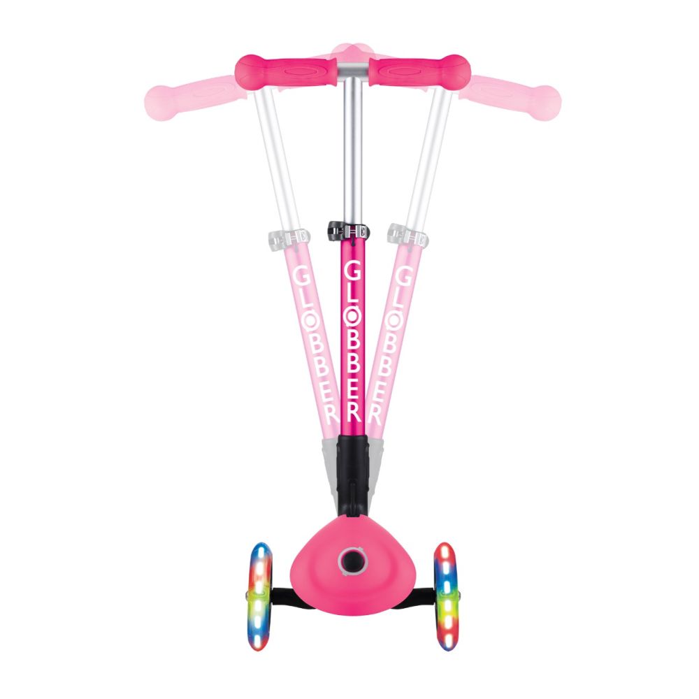 Trotineta pliabila cu 3 roti luminoase, Globber, Junior, Roz