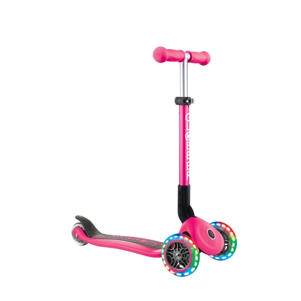 Trotineta pliabila cu 3 roti luminoase, Globber, Junior, Roz