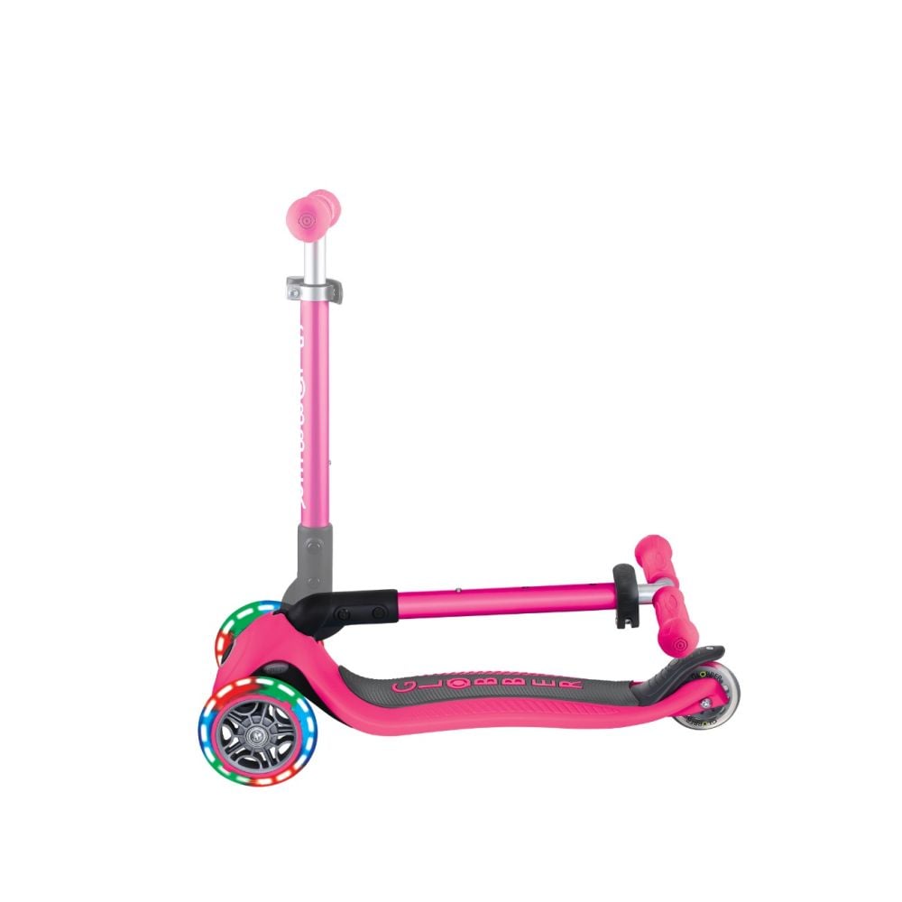 Trotineta pliabila cu 3 roti luminoase, Globber, Junior, Roz