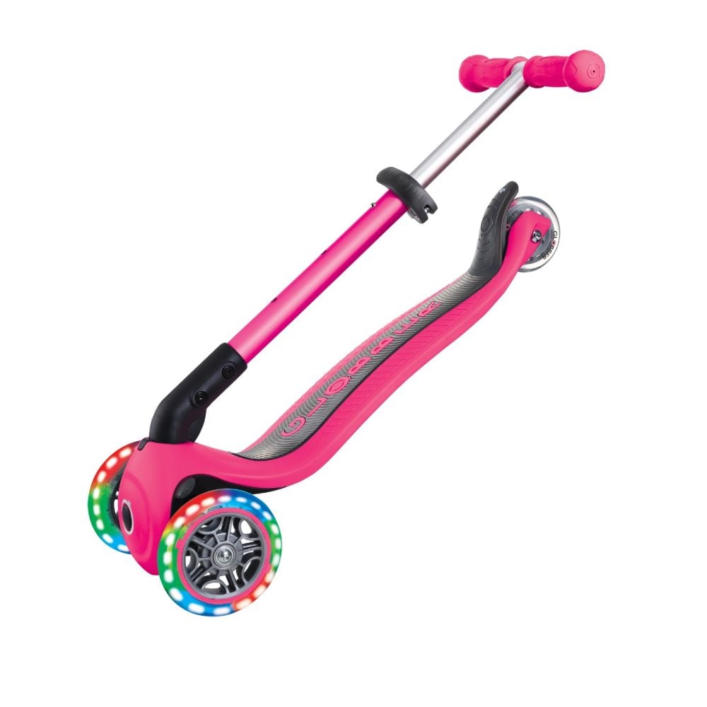 Trotineta pliabila cu 3 roti luminoase, Globber, Junior, Roz