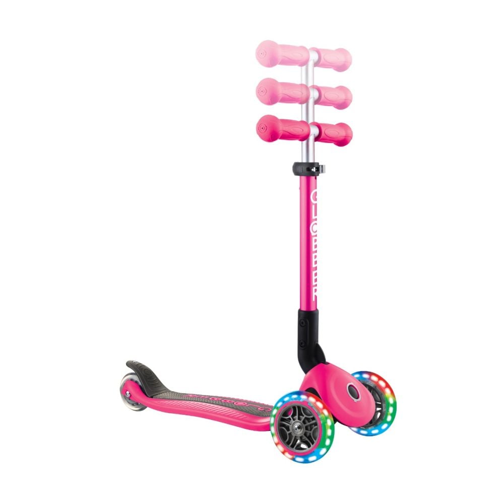Trotineta pliabila cu 3 roti luminoase, Globber, Junior, Roz