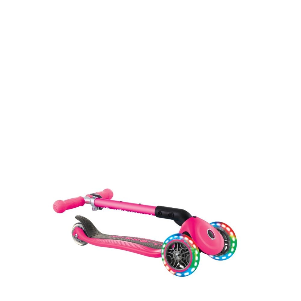 Trotineta pliabila cu 3 roti luminoase, Globber, Junior, Roz