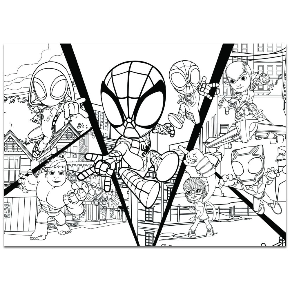 Puzzle de podea 2 in 1 Lisciani Marvel Spidey si prietenii lui uimitori, Maxi, 4 x 48 piese