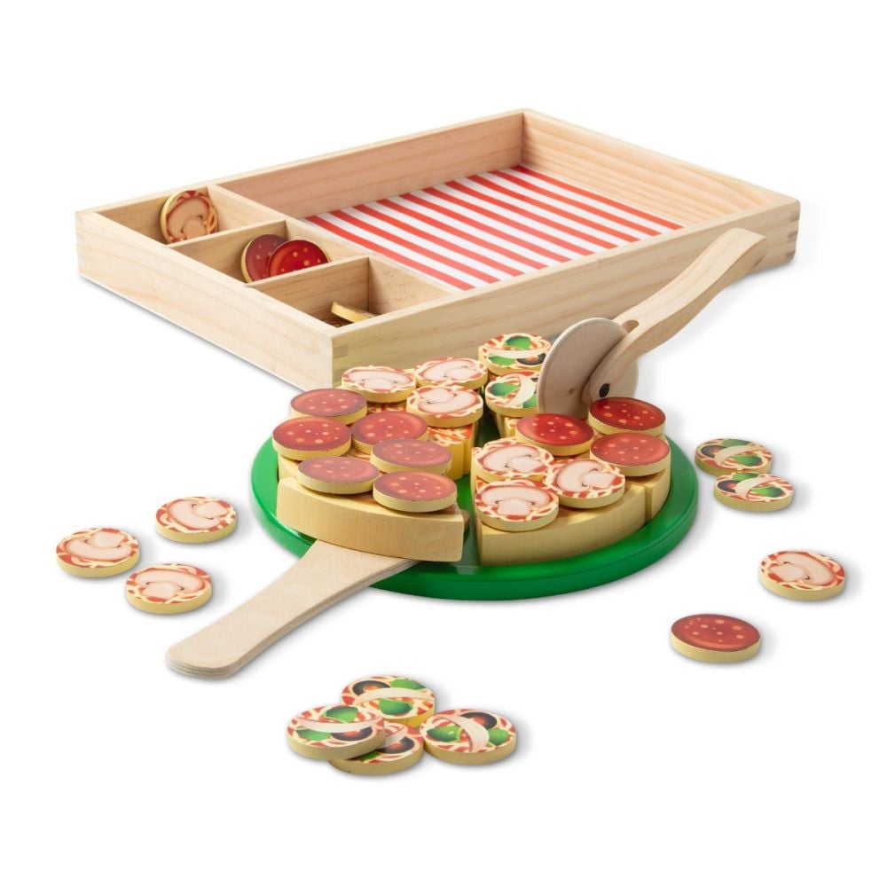 Set de joaca din lemn, Melissa & Doug, Petrecere cu Pizza, 36 piese, 6074863