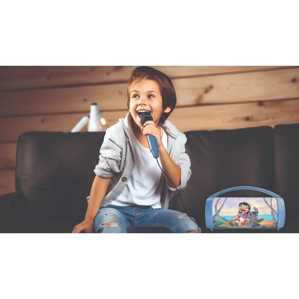 Boxa portabila cu microfon si efecte de lumini, Lexibook, Disney Stitch