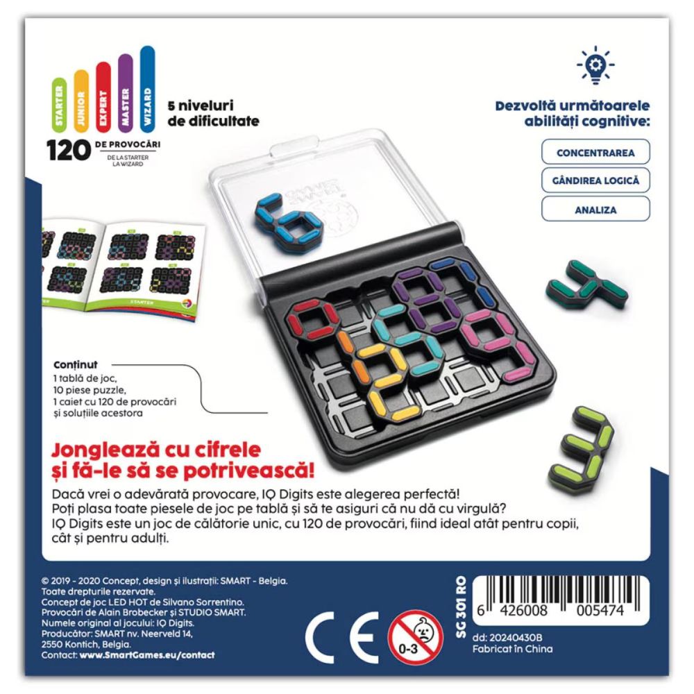 Joc de logica cu 120 de provocari, Smart Games, IQ Digits