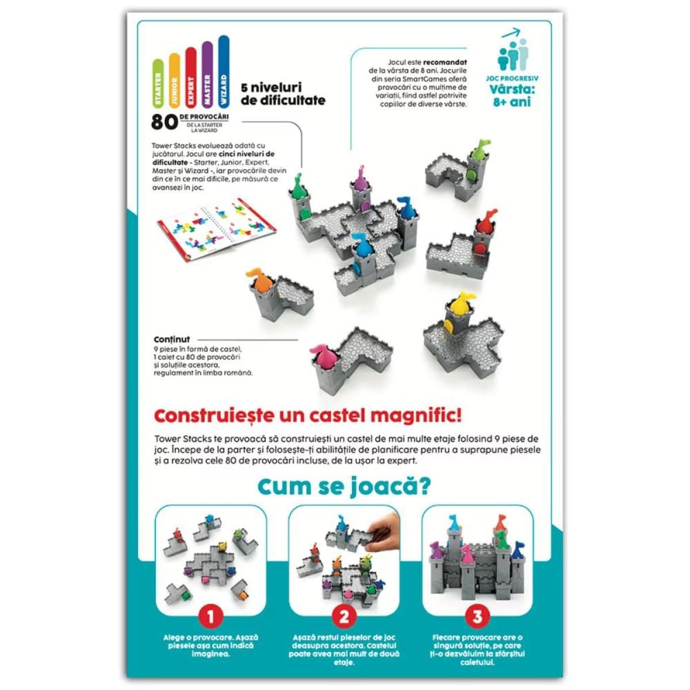 Joc de logica cu 80 de provocari, Smart Games, Tower Stacks