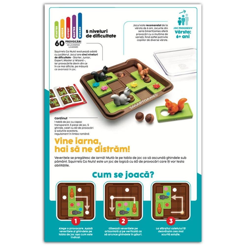 Joc de logica cu 80 de provocari, Smart Games, Squirrels Go Nuts