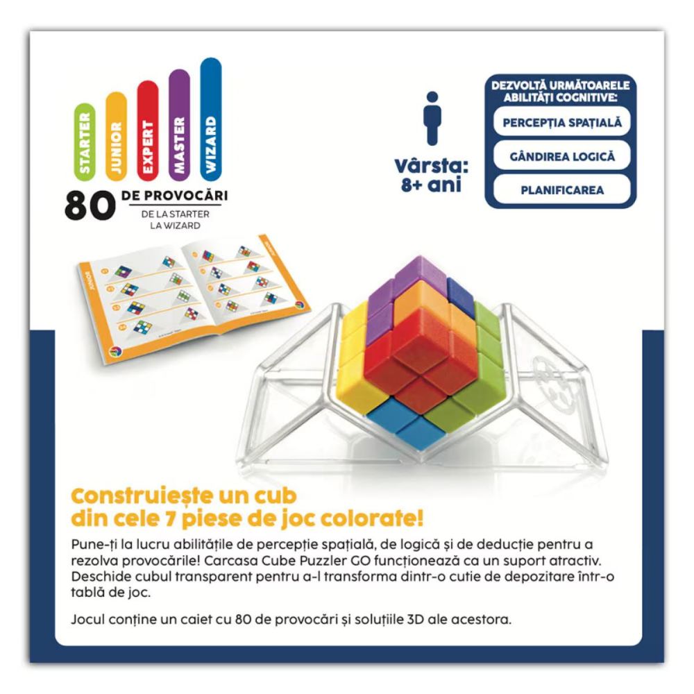 Joc de logica cu 80 de provocari, Smart Games, Cube Puzzler Go