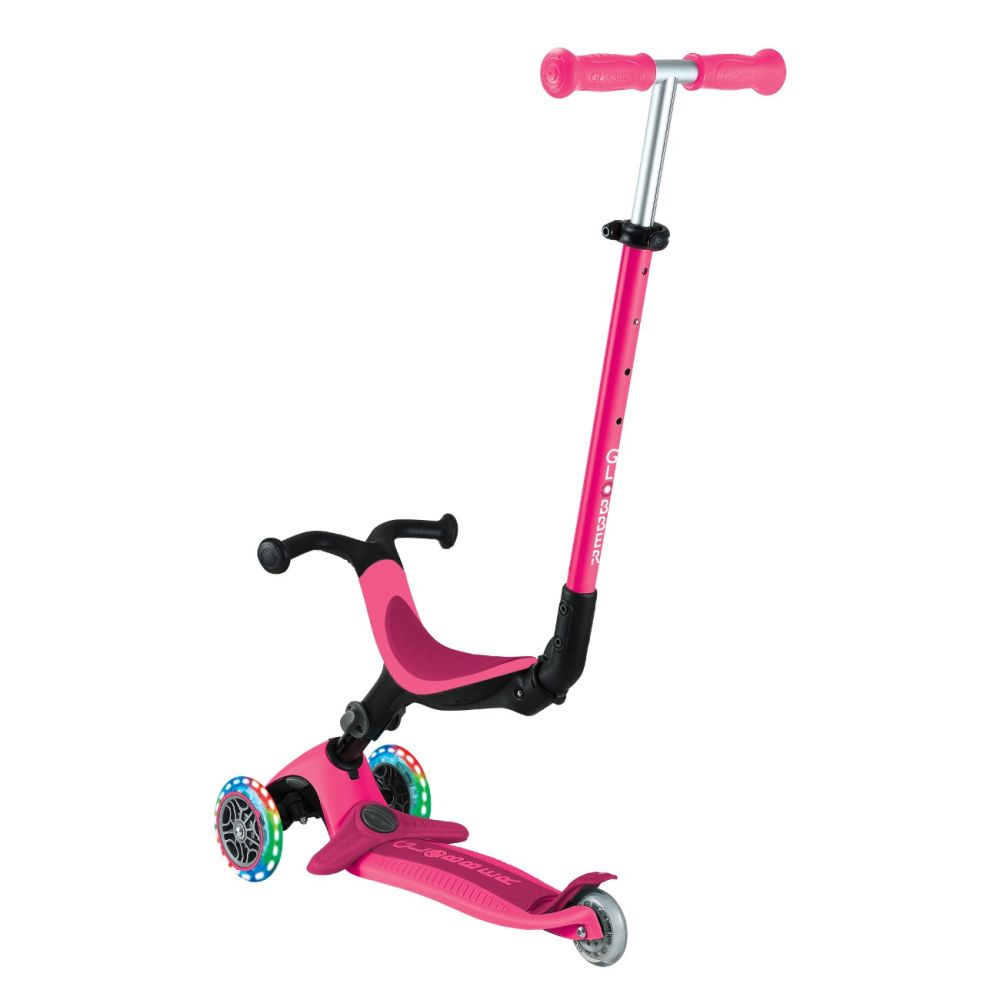 Trotineta 3 in 1 cu scaun si roti luminoase, Globber, Go Up Active, Roz