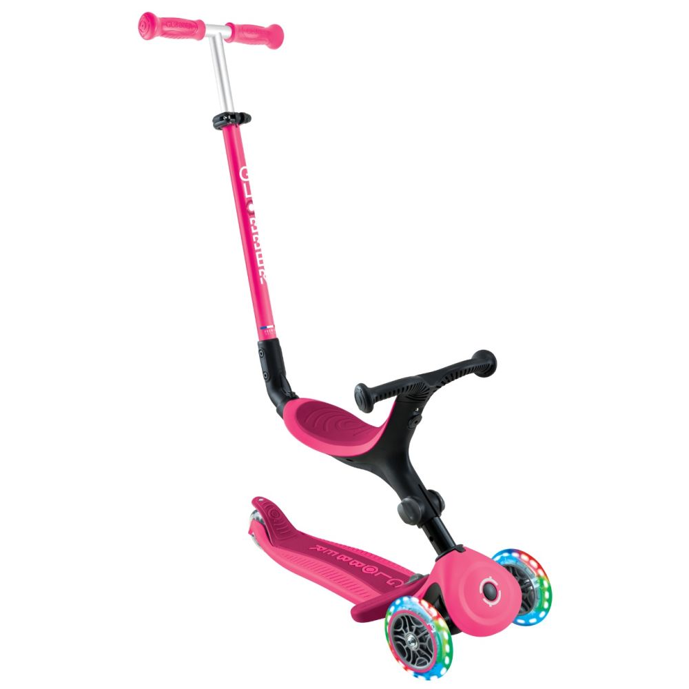 Trotineta 3 in 1 cu scaun si roti luminoase, Globber, Go Up Active, Roz