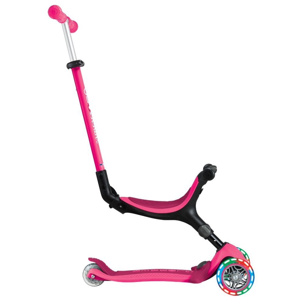 Trotineta 3 in 1 cu scaun si roti luminoase, Globber, Go Up Active, Roz