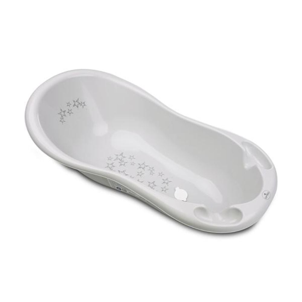 Cadita bebe cu dop de scurgere si baza antialunecare, Lorelli Little Stars, 100 x 51 x 31 cm, Grey