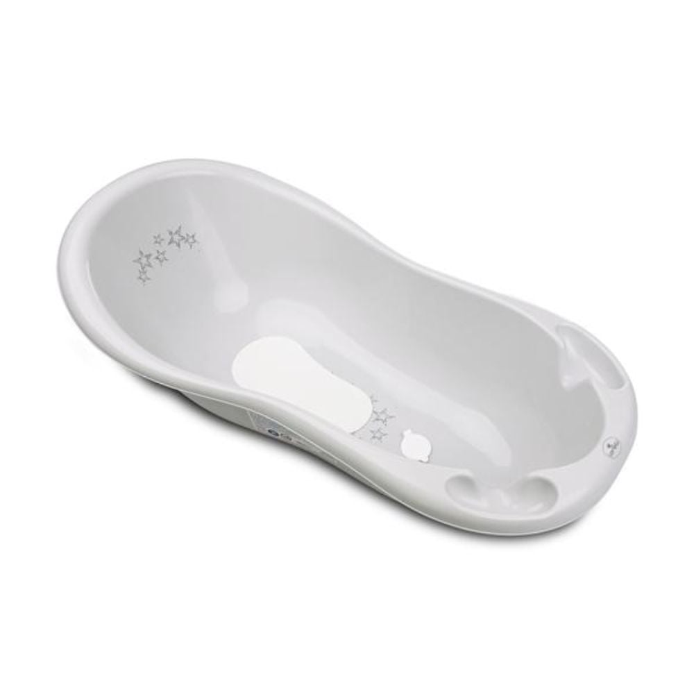 Cadita bebe cu dop de scurgere si baza antialunecare, Lorelli Little Stars, 100 x 51 x 31 cm, Grey
