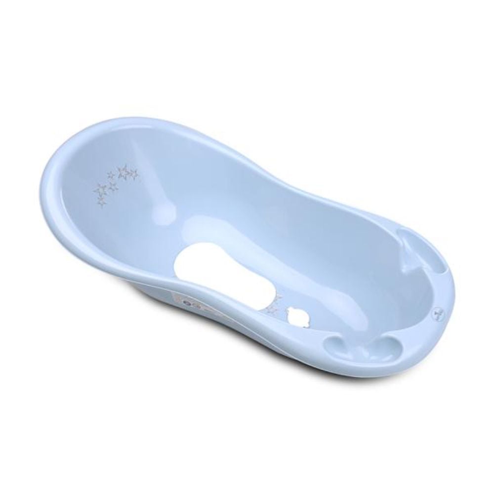 Cadita bebe cu dop de scurgere si baza antialunecare, Lorelli Little Stars, 100 x 51 x 31 cm, Blue