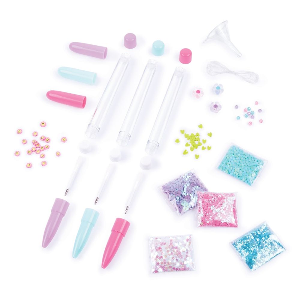 Set de creat 3 pixuri cu sclipici, Make It Real, Floaty Pens, 29 piese