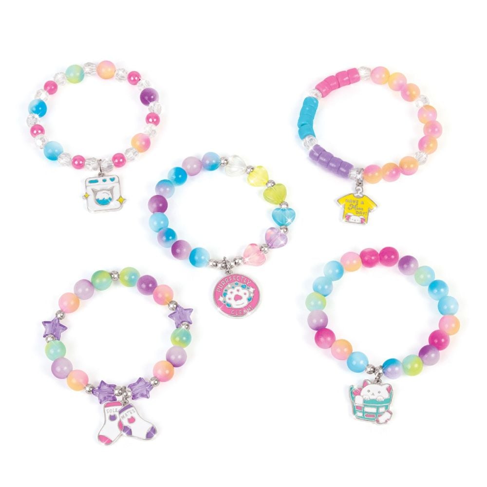 Set de creat bratari, Make It Real, Purr-fect Wash Bead, 141 piese