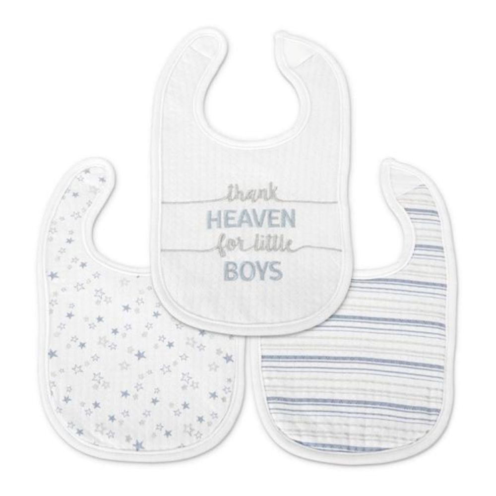 Set 3 bavete bumbac, Lorelli, inchidere cu velcro, potrivit pentru hranire si in perioada eruptiei dentare, Blue