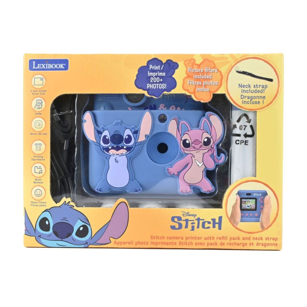 Camera foto instant cu husa din silicon, Lexibook, Starcam, Disney Stitch